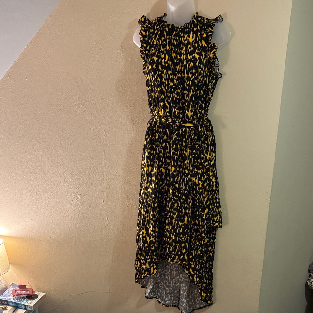 Who What Wear Black and Yellow High Low Dress
